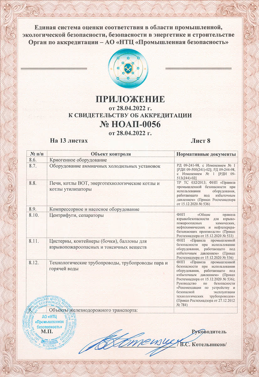 Certificate of an independent personnel certification body, page 8