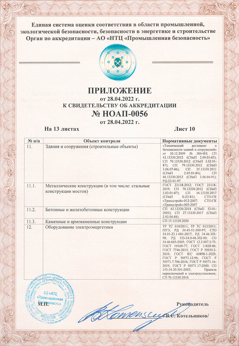 Certificate of an independent personnel certification body, page 10