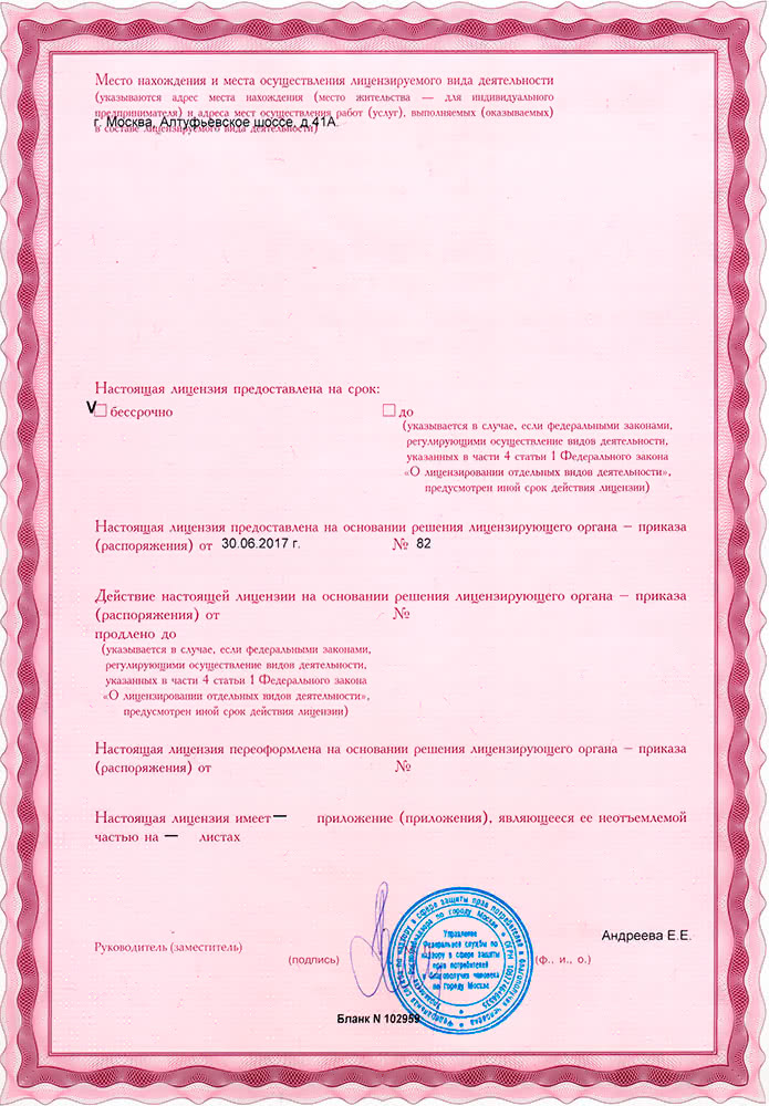 Appendix to the License